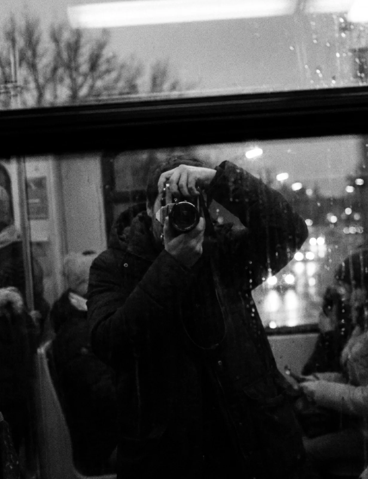Self portrait, reflected in a Ringbahn window.